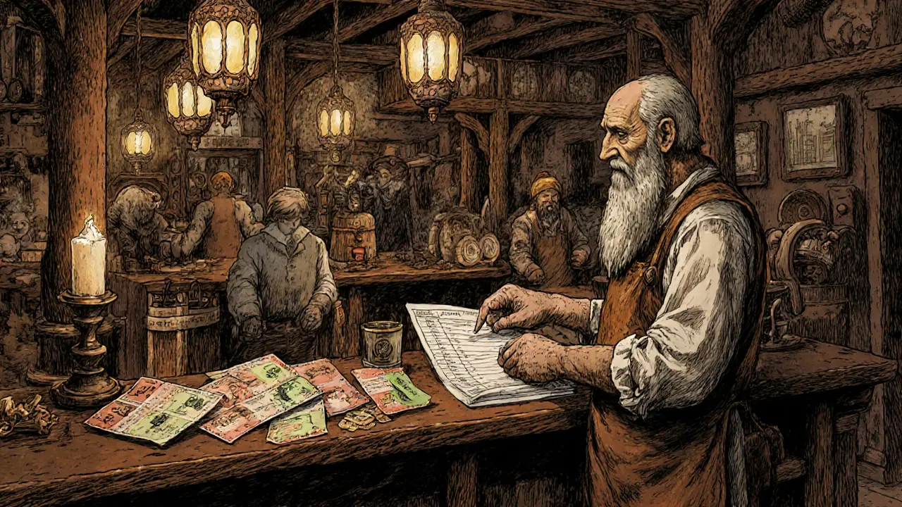 A steampunk marketplace where gamers trade digital gift cards for GHX tokens.
