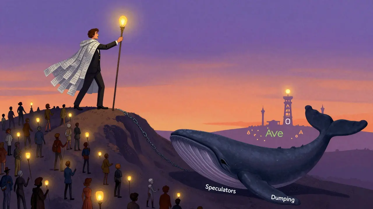 A delegate channeling small holders' votes while a whale shadow tries to pull them down.