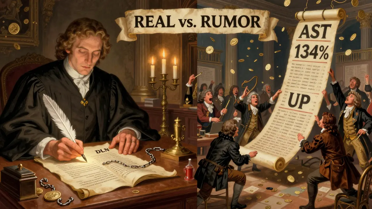 A split scene showing decentralized KYC compliance on one side and high-leverage trading on the other, under a banner contrasting reality and rumor.