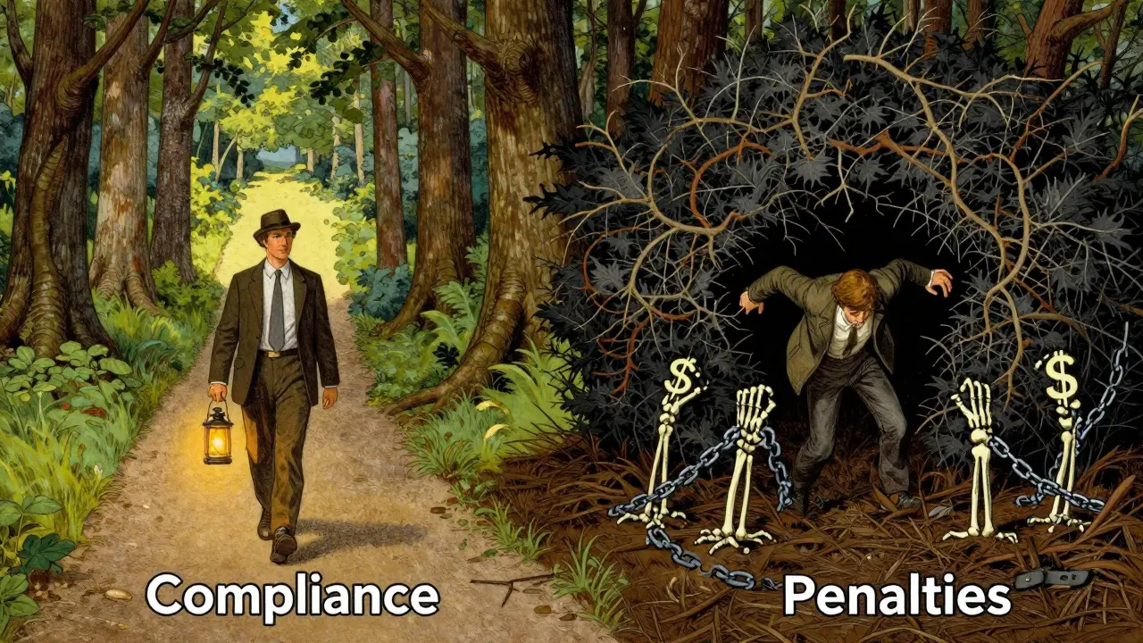 Allegory of compliance vs penalties in foreign account reporting