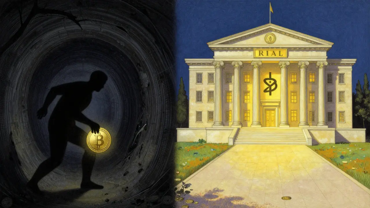 Contrast between underground crypto use and official Digital Rial