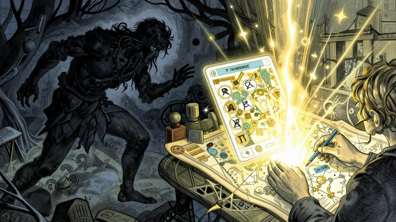 Illustration contrasting dark scam figures with a bright, safe verification process.