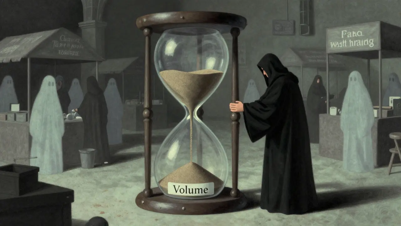 Artistic depiction of fake trading volume and wash trading schemes