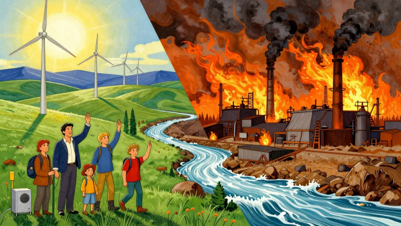 Contrast between BC's green energy and Alberta's industrial mining