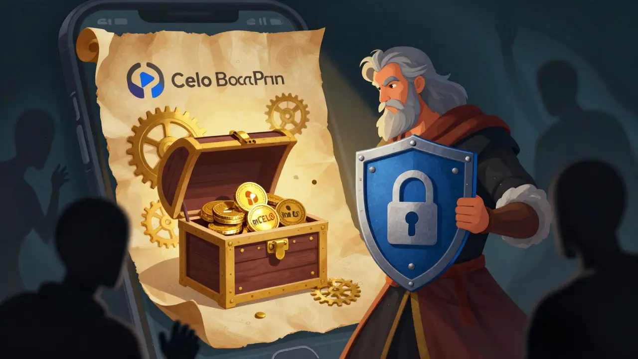Figure shielding crypto treasure from shadowy security threats
