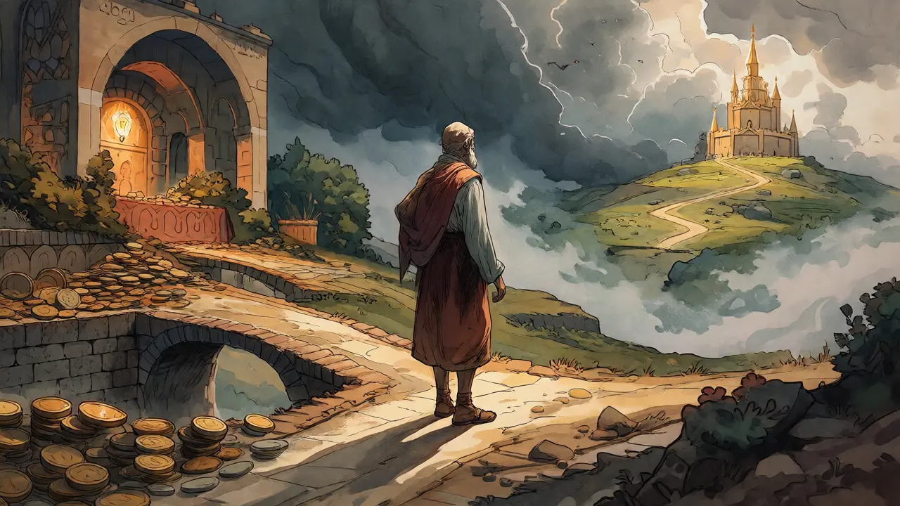 Allegorical scene showing the risky path of token migration and low liquidity.